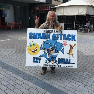 Peace Smile Shark Attack (Danny Lim in Cronulla Mall)