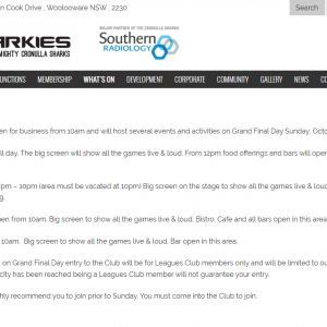Sharkies - Grand Final info
