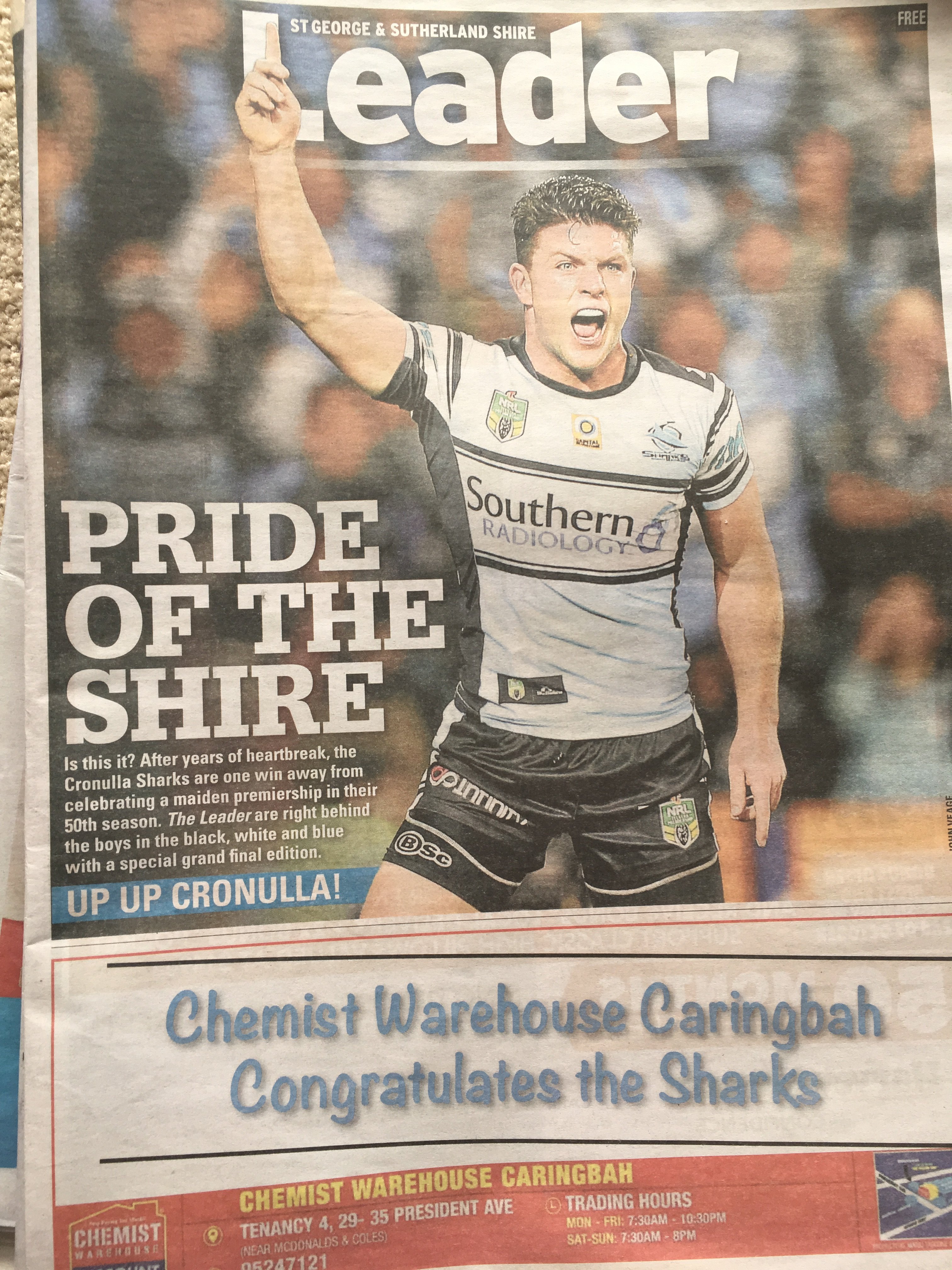 The Leader front page, Grand Final week 2016